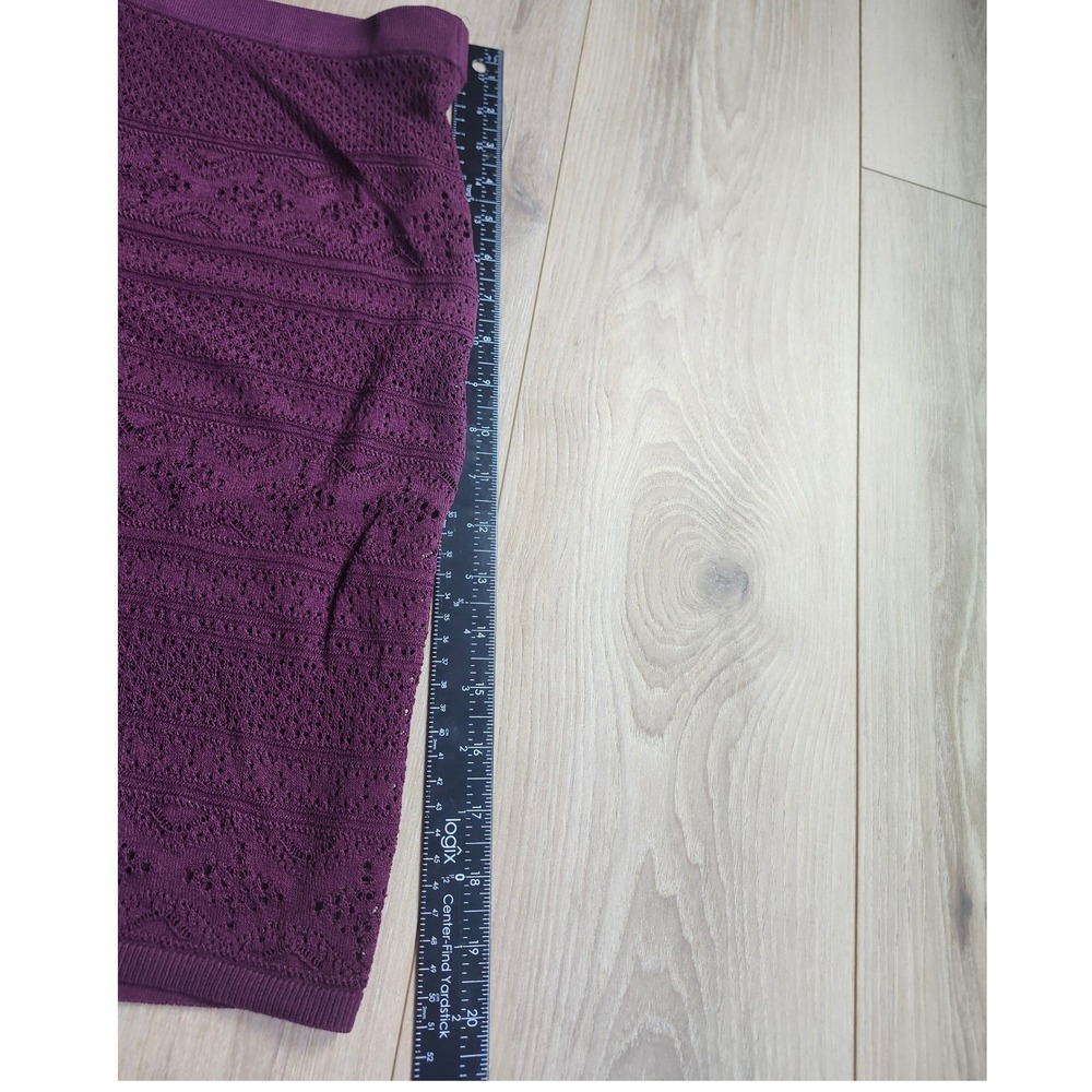 White House Black Market Plum Purple Pointelle Knit Mini Skirt LP Large Petite - Picture 10 of 10
